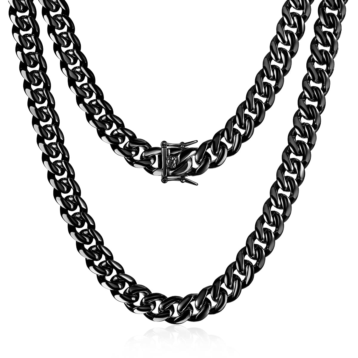 PY BLING Mens Heavy Miami Cuban Link Chain Choker 14k Gold Plated Hip Hop Thick Stainless Steel 8mm-16mm Necklace/Bracelet