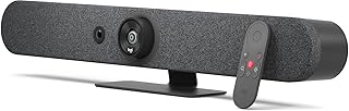 كاميرا مؤتمرات صغيرة 4K UHD من لوجيتيك رالي بار - 6 ميكروفونات تشكيل الشعاع، كاميرا بي تي زد، 3 مكبرات صوت، عدسة منظر بالذكاء الاصطناعي، تكبير رقمي 4X، غرف الاجتماعات - 960-001340 (جرافيت) (مجددة)