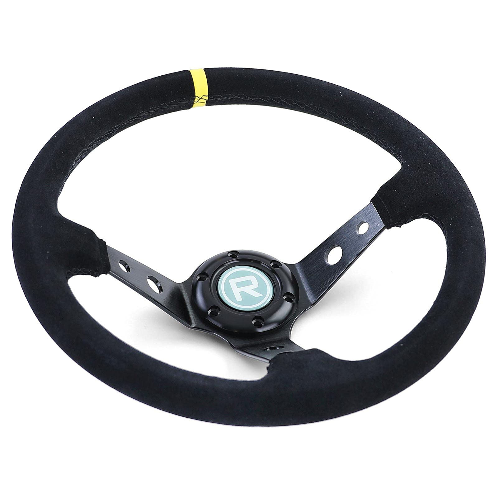 Sportlenkrad geschüsselt TYP 3 Echt Wildleder Schwarz 350mm für Momo Sparco
