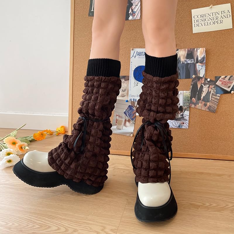 Image of Women Girls Leg Warmers Y2k Kawaii Japanese Bubble Lacing Thigh High Slipper Socks Loose Socks