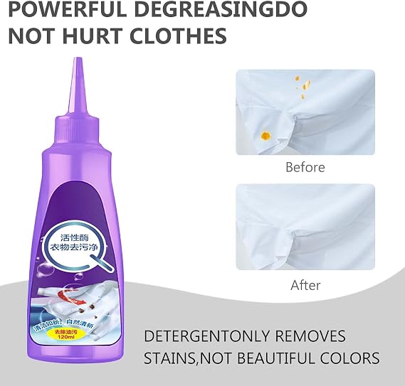 Active Enzyme Laundry Stain Remover for Clothes,Fast Laundry Stain Remover,Active Enzyme Clothing Stain Remover,White Shirt Guardian,Garment Stubborn Stain Cleaner Oil Remover (120ml,3PCS)