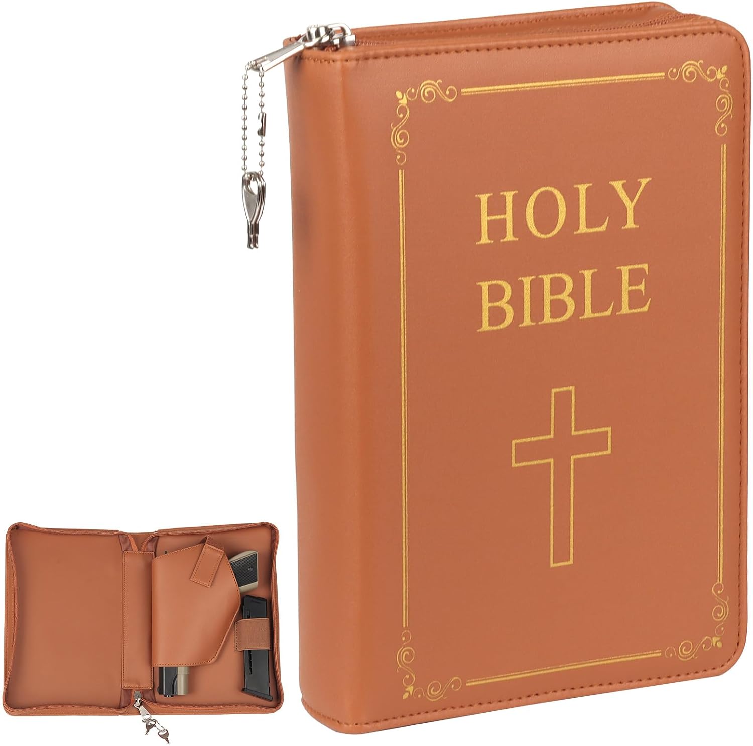 Leather Pistol Case for Handguns - Concealed Carry Bible Gun Case Pouch Soft Pistol Bags with Gun Holsters and Lockable Zipper Hand-Gun Storage