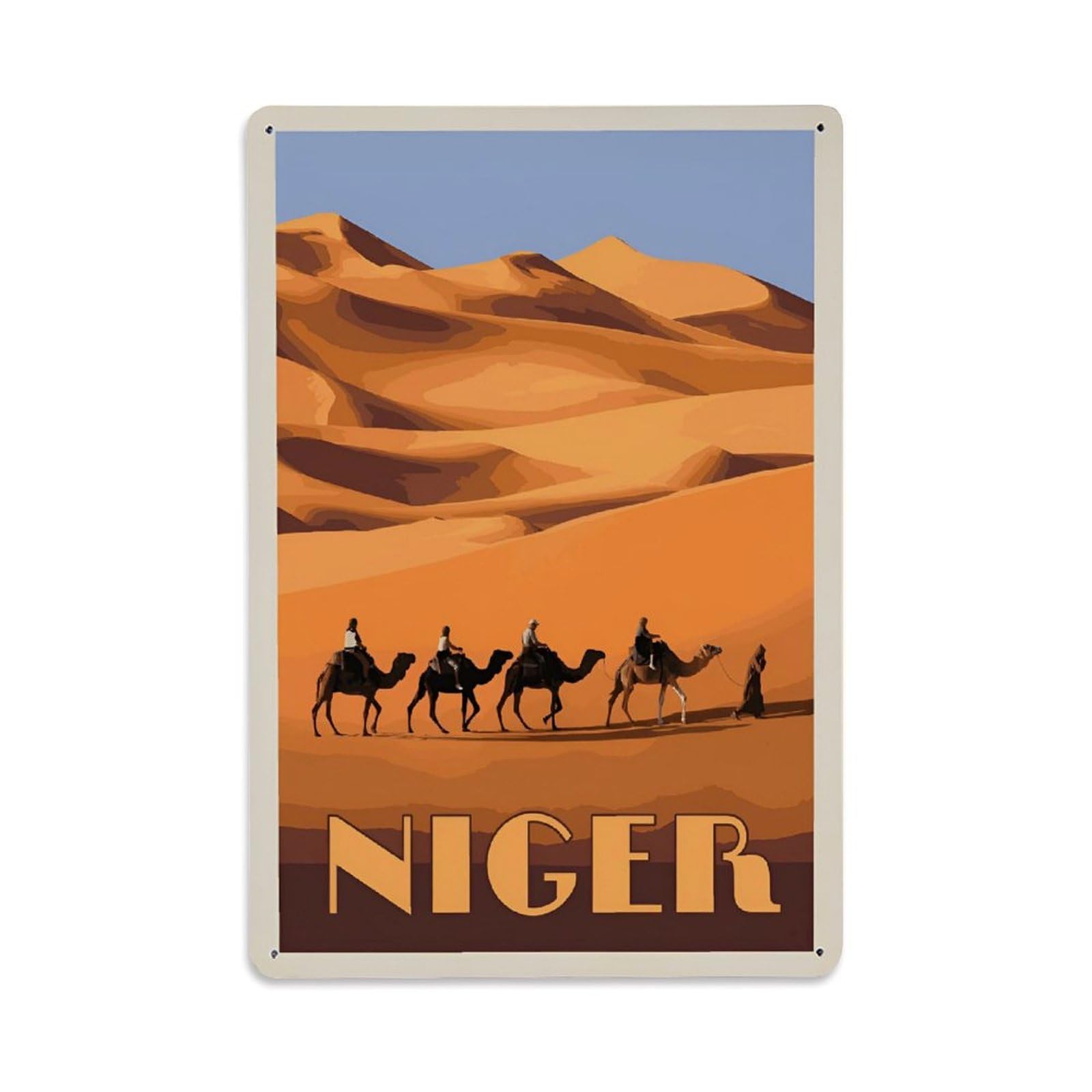 Vintage Travel Poster Niger Africa Metal Tin Sign Wall Decor for Cafe, Club, Garden Metal Poster 8x12Inch