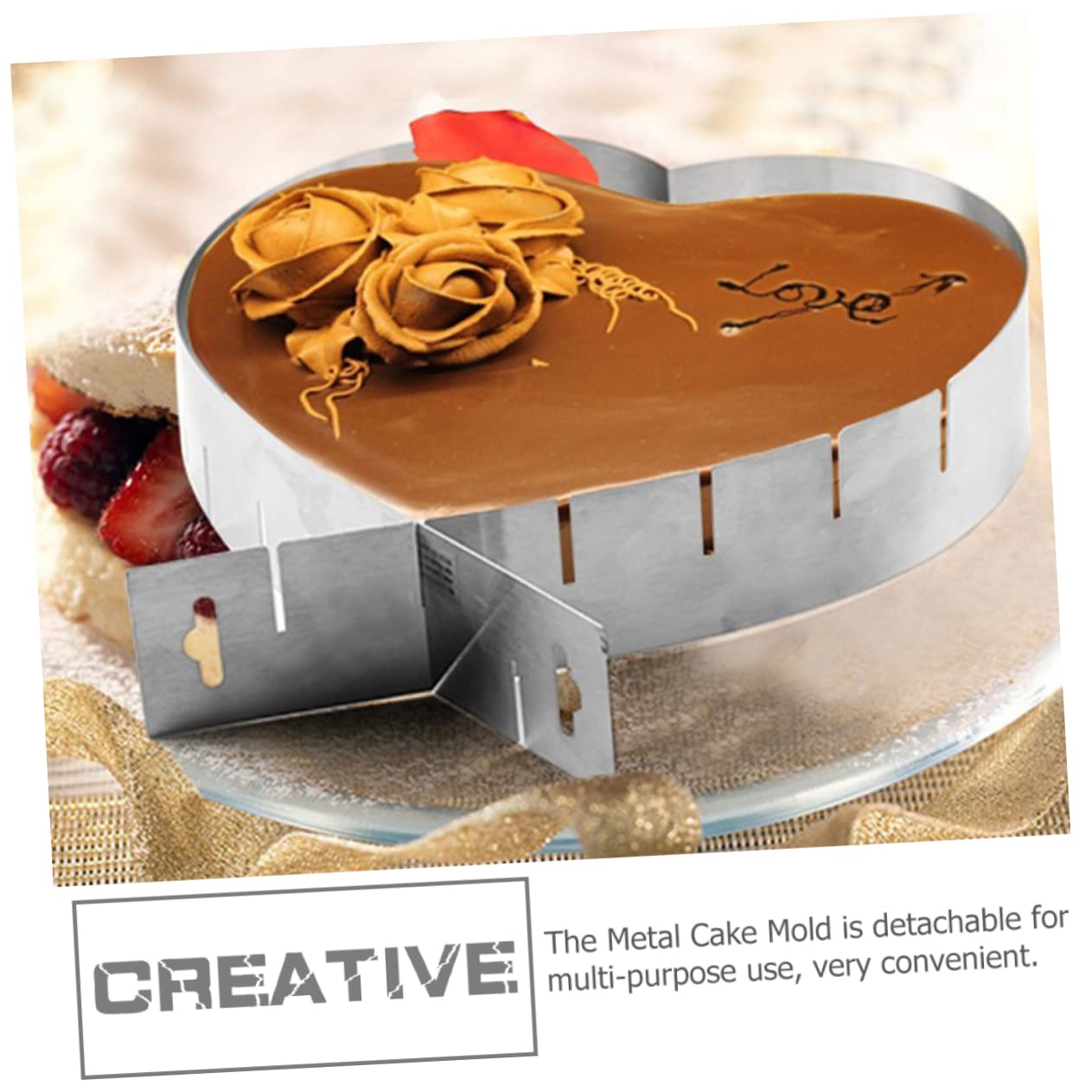 Ipetboom Adjustable Heart Shaped Cake Ring Stainless Steel Non Stick Mousse Mold for Baking Easy to Reusable Cake Tool for DIY Mousse Desserts