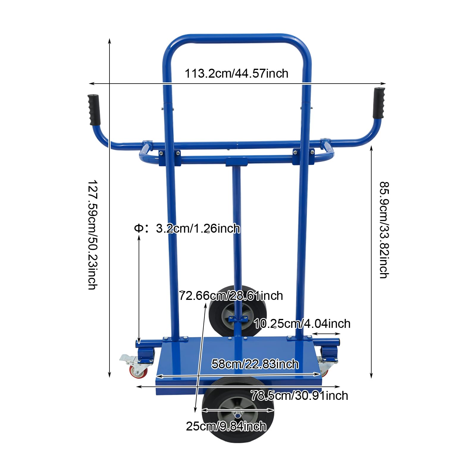 Plattenkarren, 300 kg Tragkraft, Plattenwagen mit 4 Rädern, Transportwagen zum Transport Platten, Fenstern, Holzplatten (Blau)