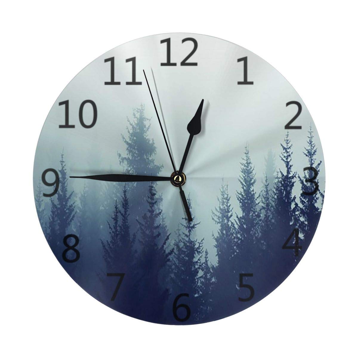 Oh Sweety Misty Fog Pine Forest - Reloj de pared redondo silencioso, no  parpadeante, funciona con batería, fácil de leer para estudiantes, oficina,  escuela, casa, reloj decorativo : Amazon.es: Hogar y cocina