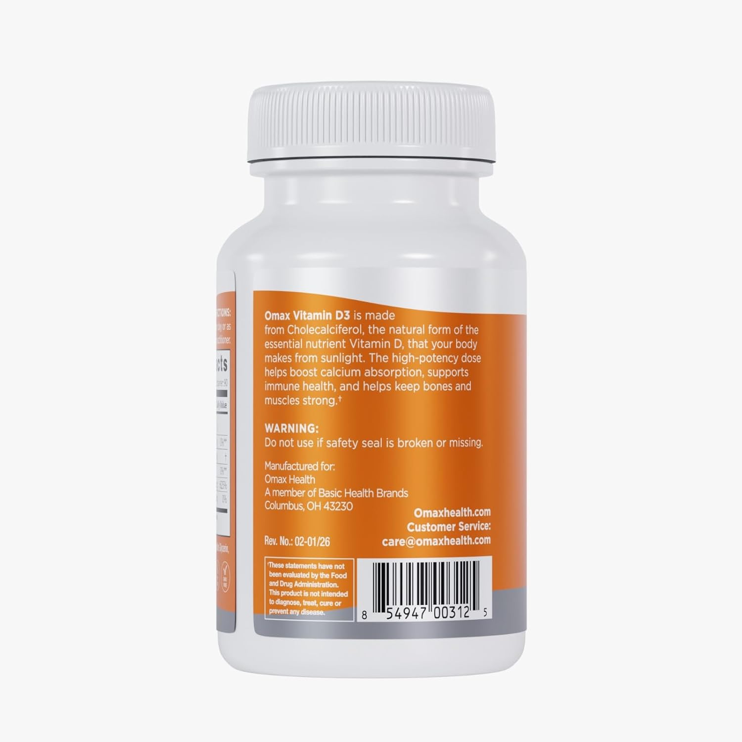 Omax3 Omax High-Potency Vitamin D3 5,000 IU (125 mcg) Strong Bones, Muscles & Joints, Heart Health, Immunity, Non GMO, No Gluten, No Soy - 90 Softgels - 90-Day Supply