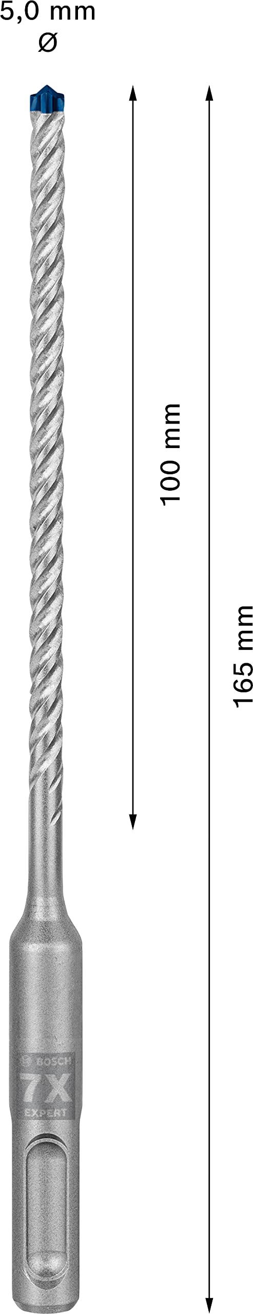 Bosch Professional 10x Brocas para martillo Expert SDS plus-7X (para Hormigón armado, Ø 5.00 x 165 mm, accesorios Martillo perforador rotativo)