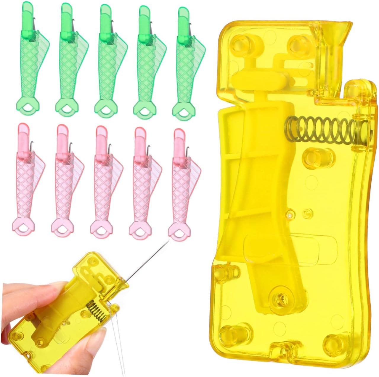 NUOBESTY Chiclify Needle Threader Fish Mouth Sewing Machine Threader Sewing Tools Yarn