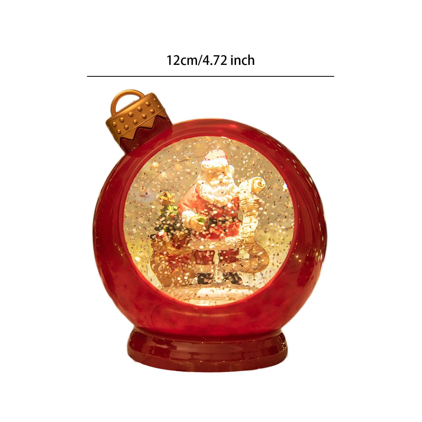 Esfera de Nieve Navideña Decorativa Bola de Navidad Musical Linterna Decorativa Navideña Lámpara de Escritorio Material PVC Adecuada para Regalo, Rojo