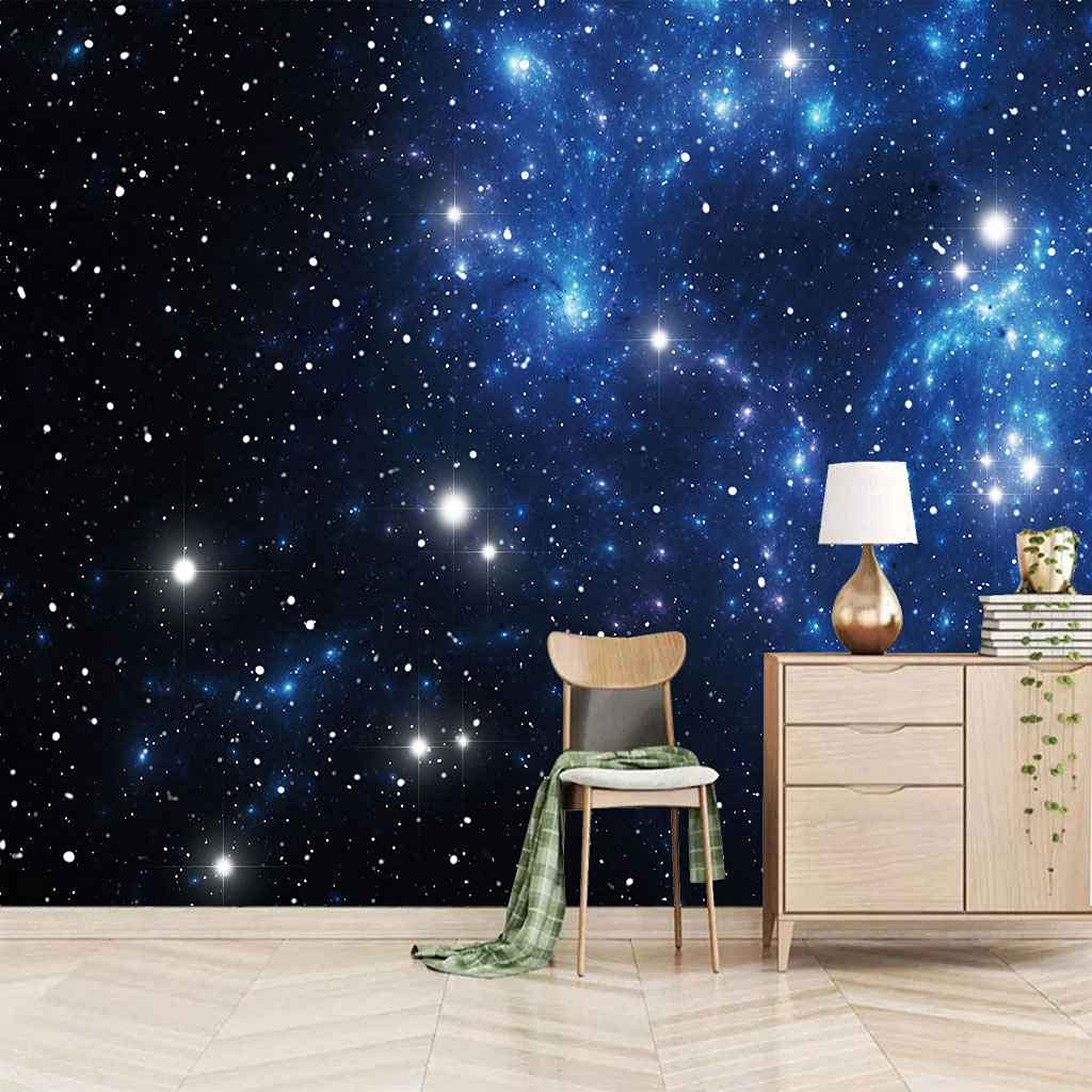 Papier peint 3D ciel étoilé bleu poster mural personnalisé décoration salon 150x105