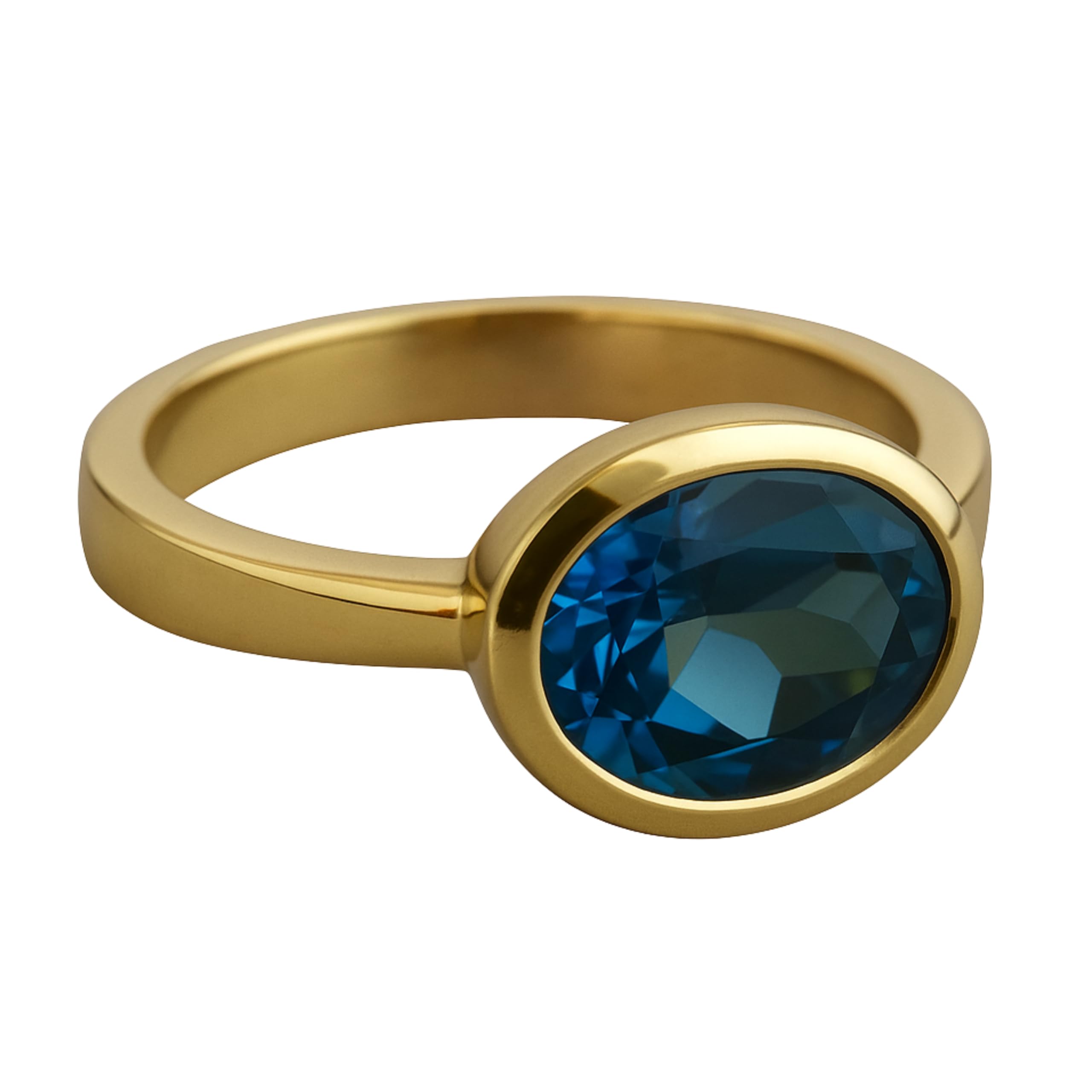 Anillo de plata de ley chapada en oro con topacio azul Londres US Size 7 / Diameter 17.3