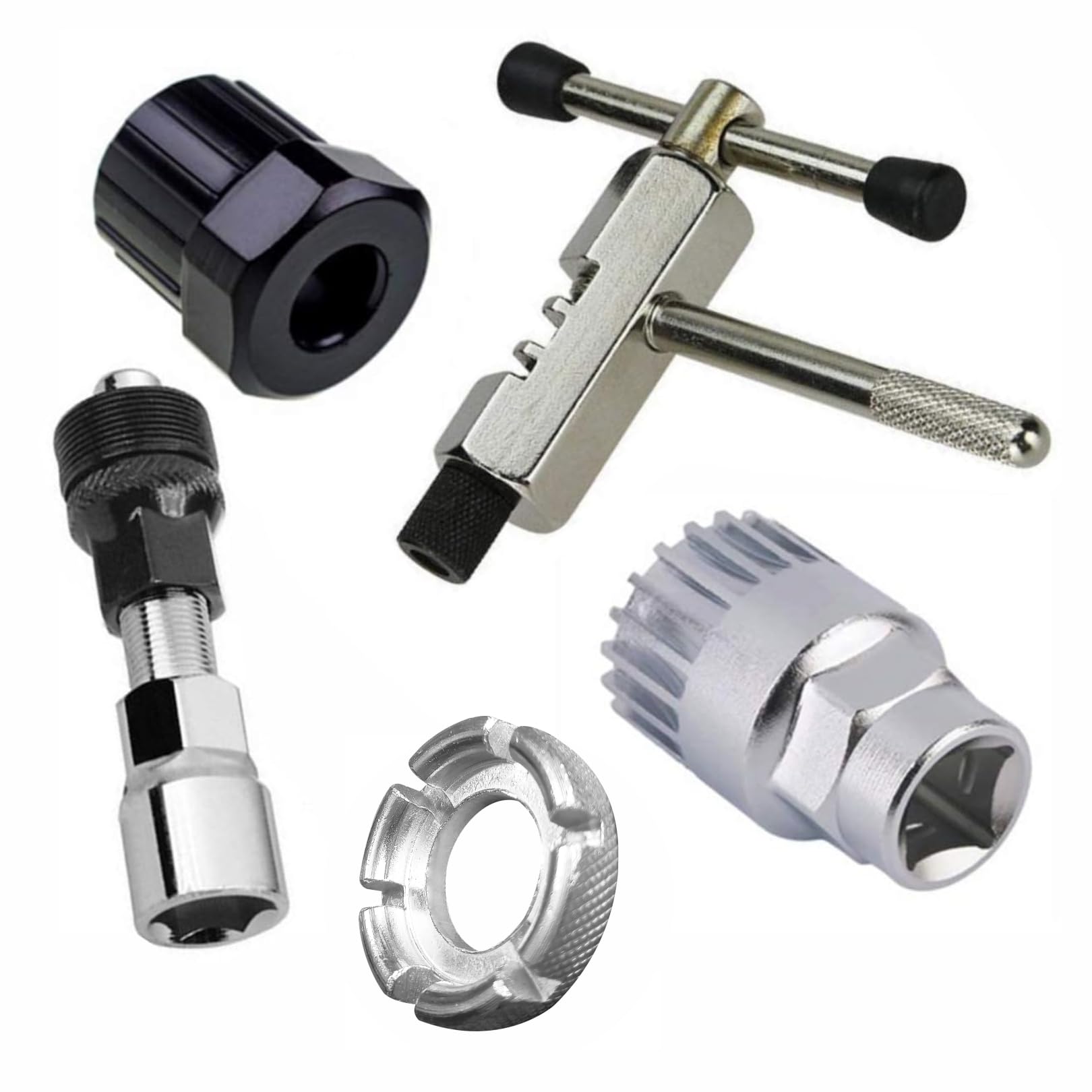 ONBICLE Bicycle Repair Tool Set Chain Cutter Crank Puller BB Tool Sprocket Removal Spoke Nipple Key 5pcs Set Combo