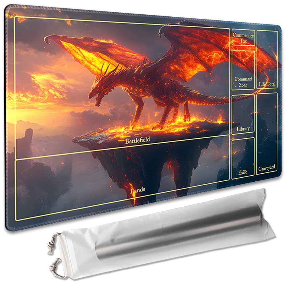 Board Game 14x24in MTG Playmat Compatible for OCG CCG RPG TCG Playmats (Zone-Flame Dragon) โ image 1