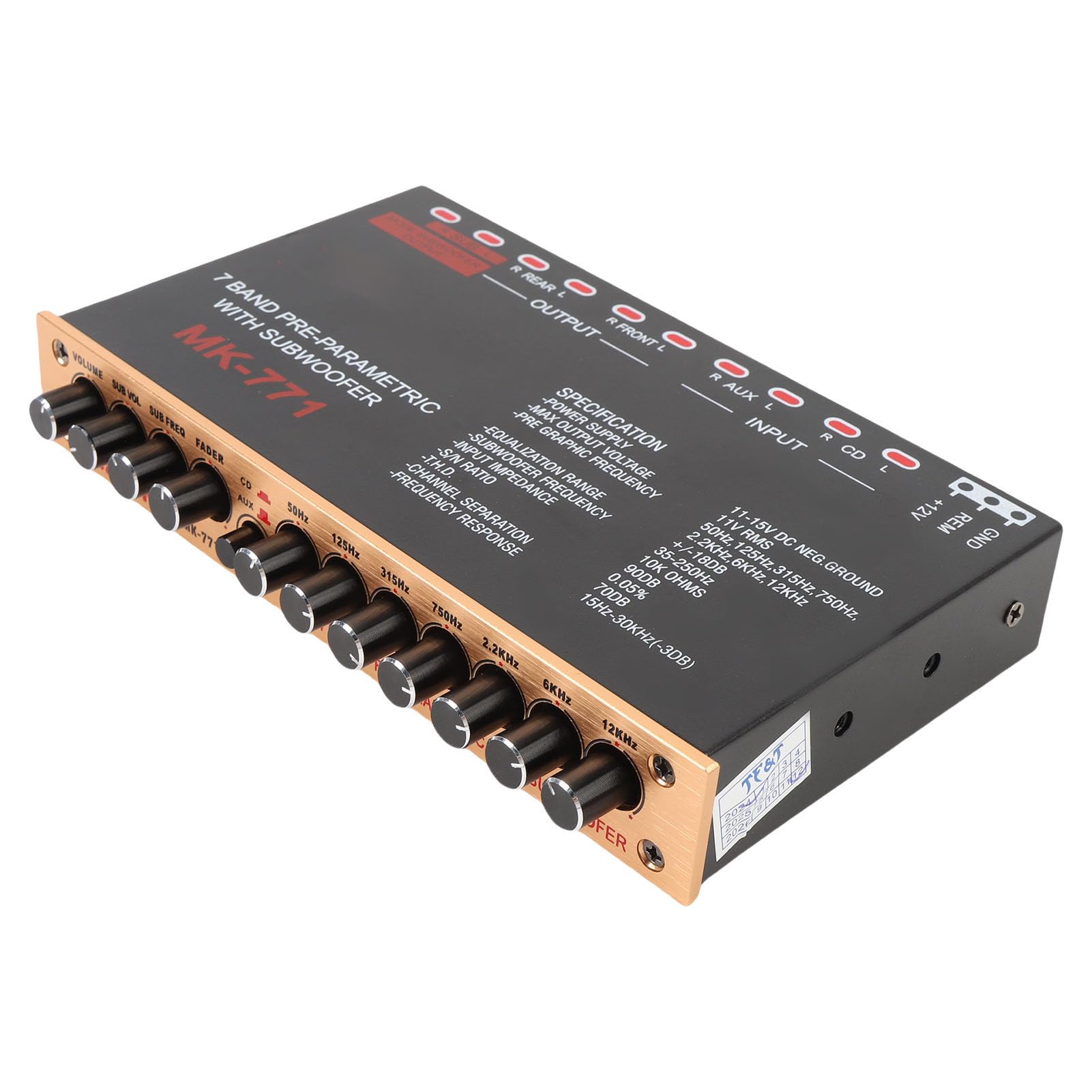 Naroote Korektor Graficzny Samochodowego Sprzętu Audio, 7-pasmowy Korektor Graficzny Wzmacniacza Samochodowego EQ, Wzmacniacza ze Stopu Aluminium dla łodzi RV RTV Motocykle Stereo