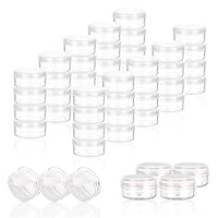 Vista 1 de ZEJIA 3 Gram Sample Containers with Lids, 75Pack Tiny Sample Jars with Labels, Mini Plastic Cosmetic Containers for Beauty Products, Lip Balms