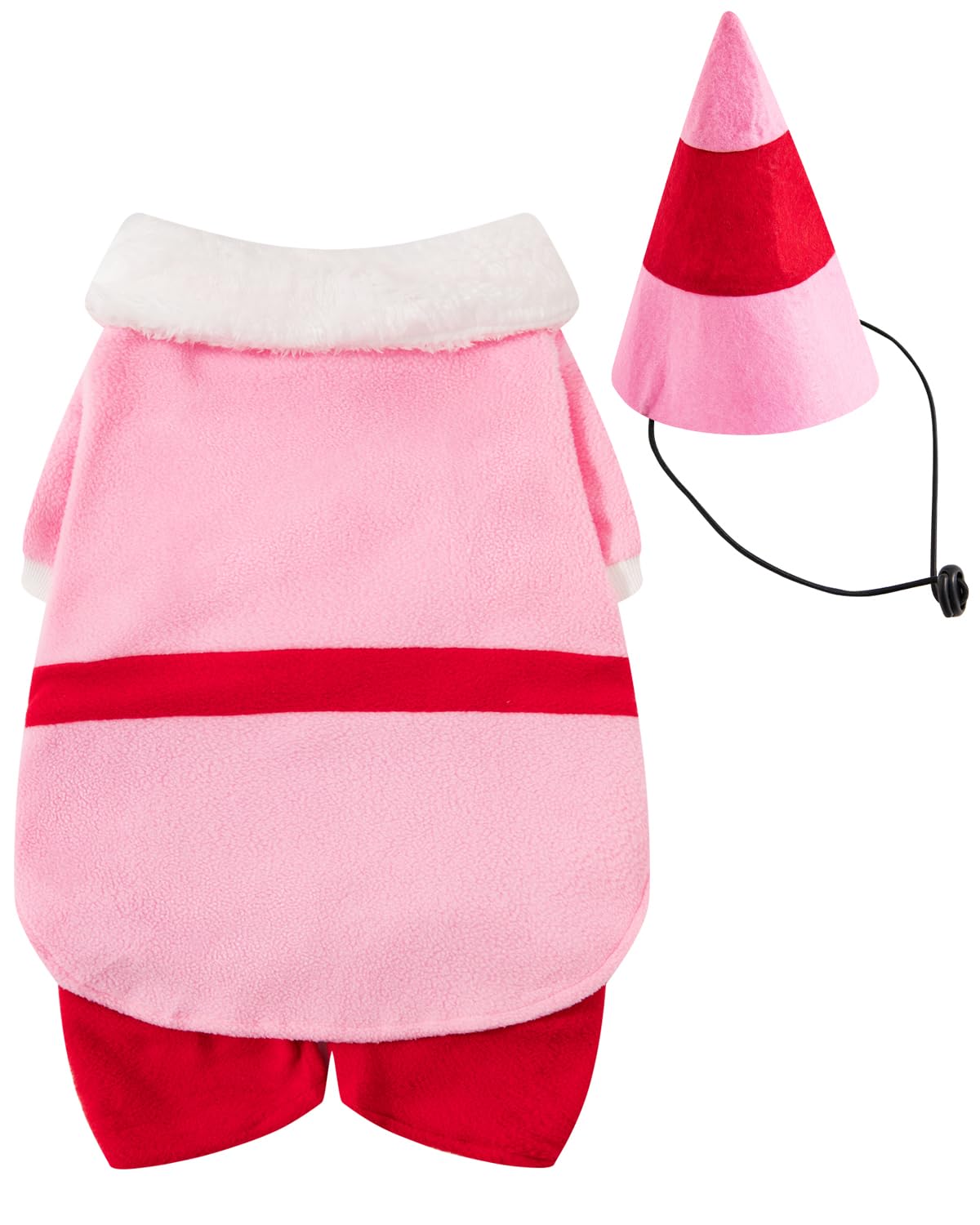Dog Pink Elf Costume for Pets Party Winter Warm Clothes Dog Christmas Outfit with Cap (Pink, X-Large)
