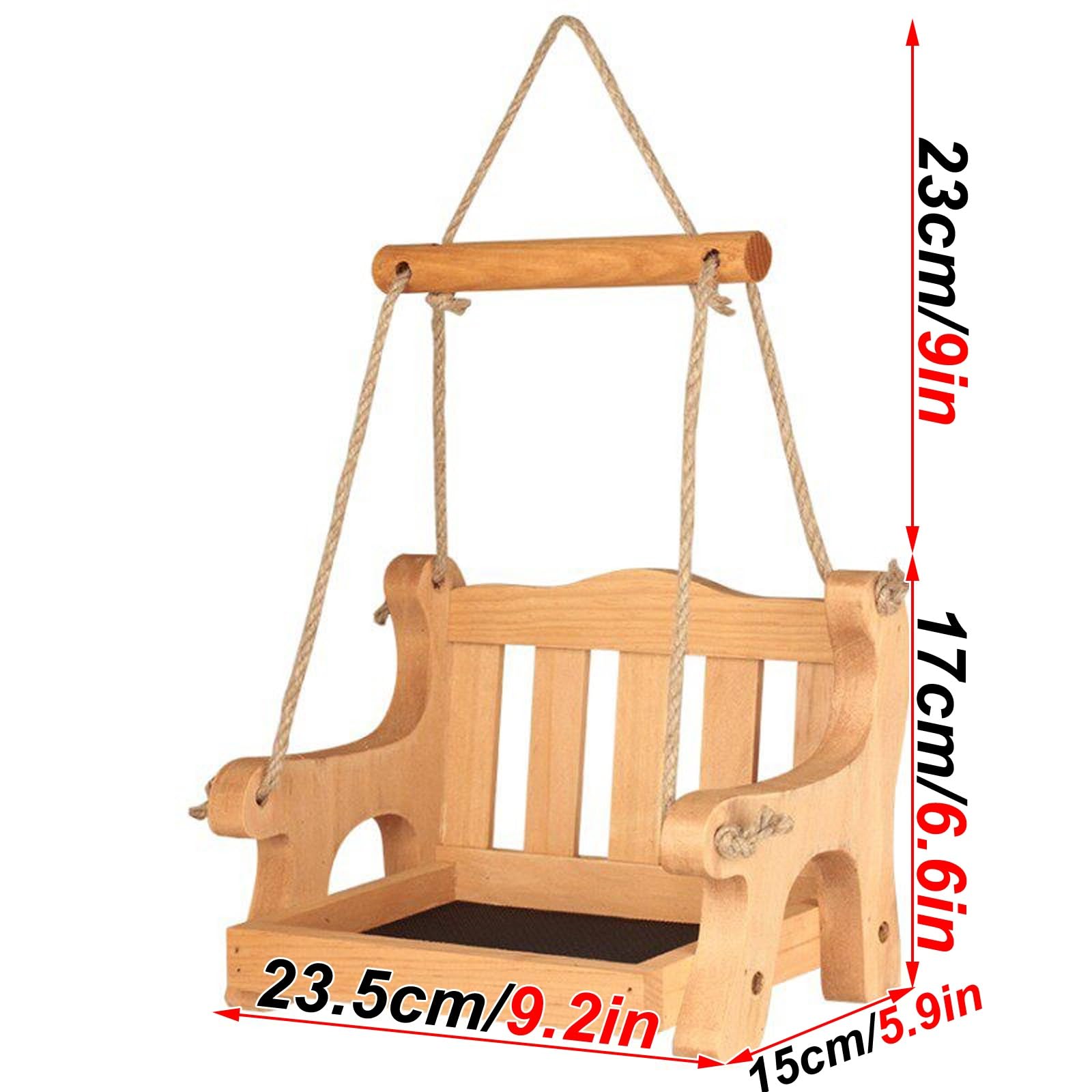 Wiszący Karmnik dla Ptaków, Karmniki dla Ptaków Wiszące na Zewnątrz, Drewniane Krzesło, Odpowiednie do Dekoracji Balkonów i Ogrodów(Beige)