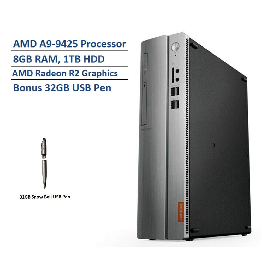 2020 Lenovo 310S IdeaCentre Desktop Computer, AMD A9-9425 Processor, 8GB DDR4 RAM, 1TB 7200RPM HDD, AMD Radeon R2 Graphics, DVD-RW, HDMI, Windows 10, Black, 32GB Snow Bell USB Card