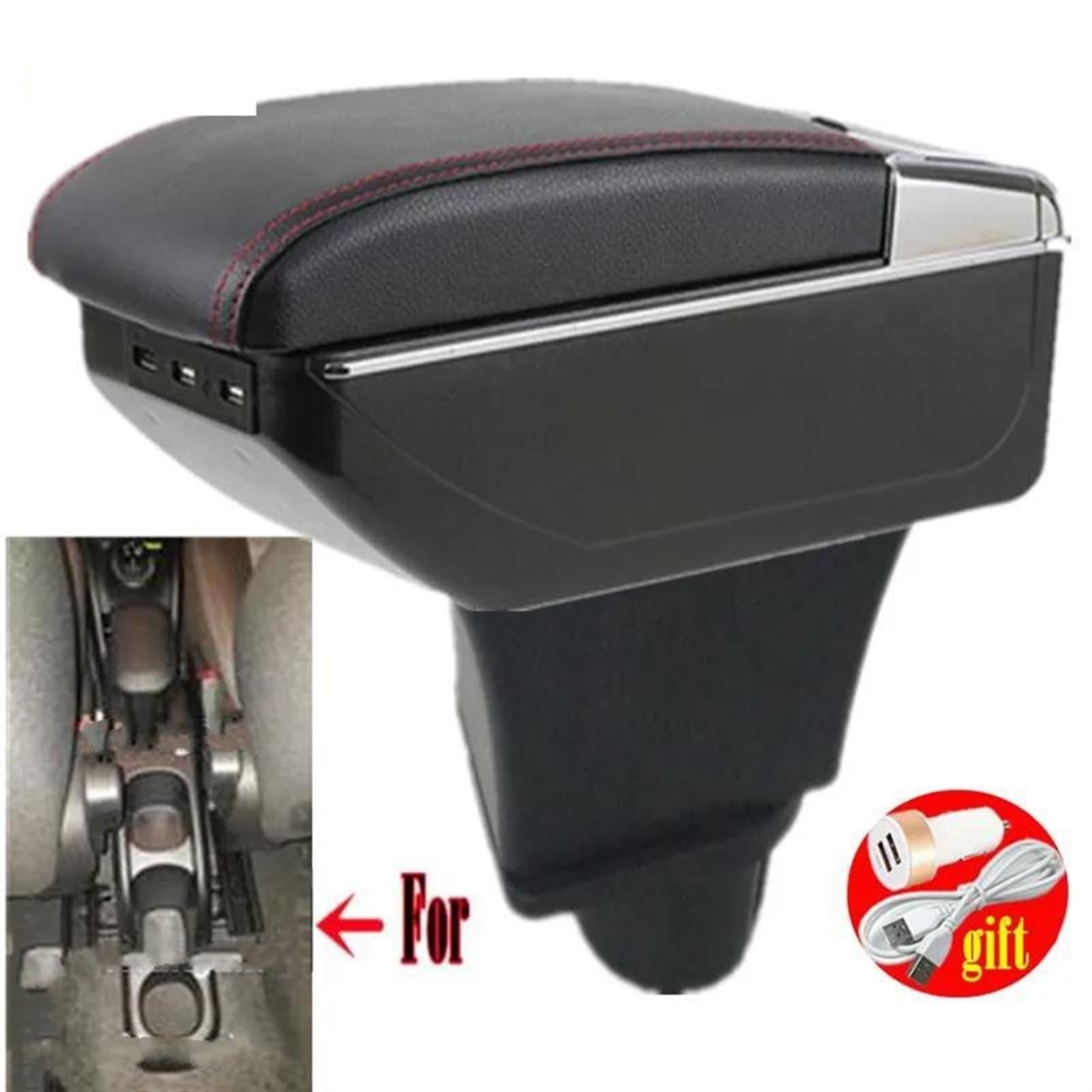 NATWEE Compatibile con Fiat per Panda per Cross 4x4 Scatola Bracciolo per Auto Scatola Portaoggetti Bracciolo Console Centrale Parti di Ricambio(2)