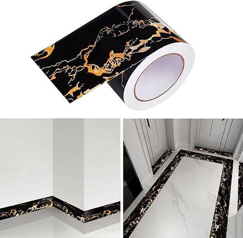 Miniatura 6 de Papel de mármol negro, papel tapiz autoadhesivo de mármol, adhesivo de borde, papel de contacto de mármol brillante para despegar y pegar, para sala