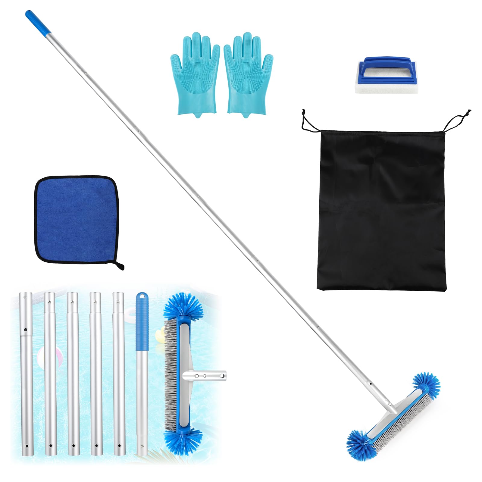 LALAGO Poolbürste mit Runden Enden Set, 43cm Pool Reinigungs