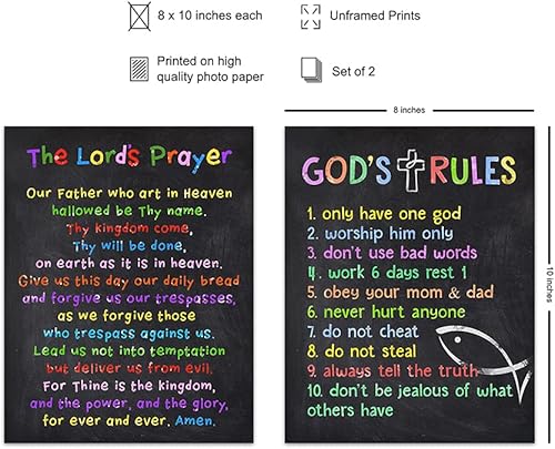 Miniatura 2 de Decoración de pared de oración de los Señores Decoración de pared de los diez mandamientos Decoración religiosa Arte cristiano Habitación de