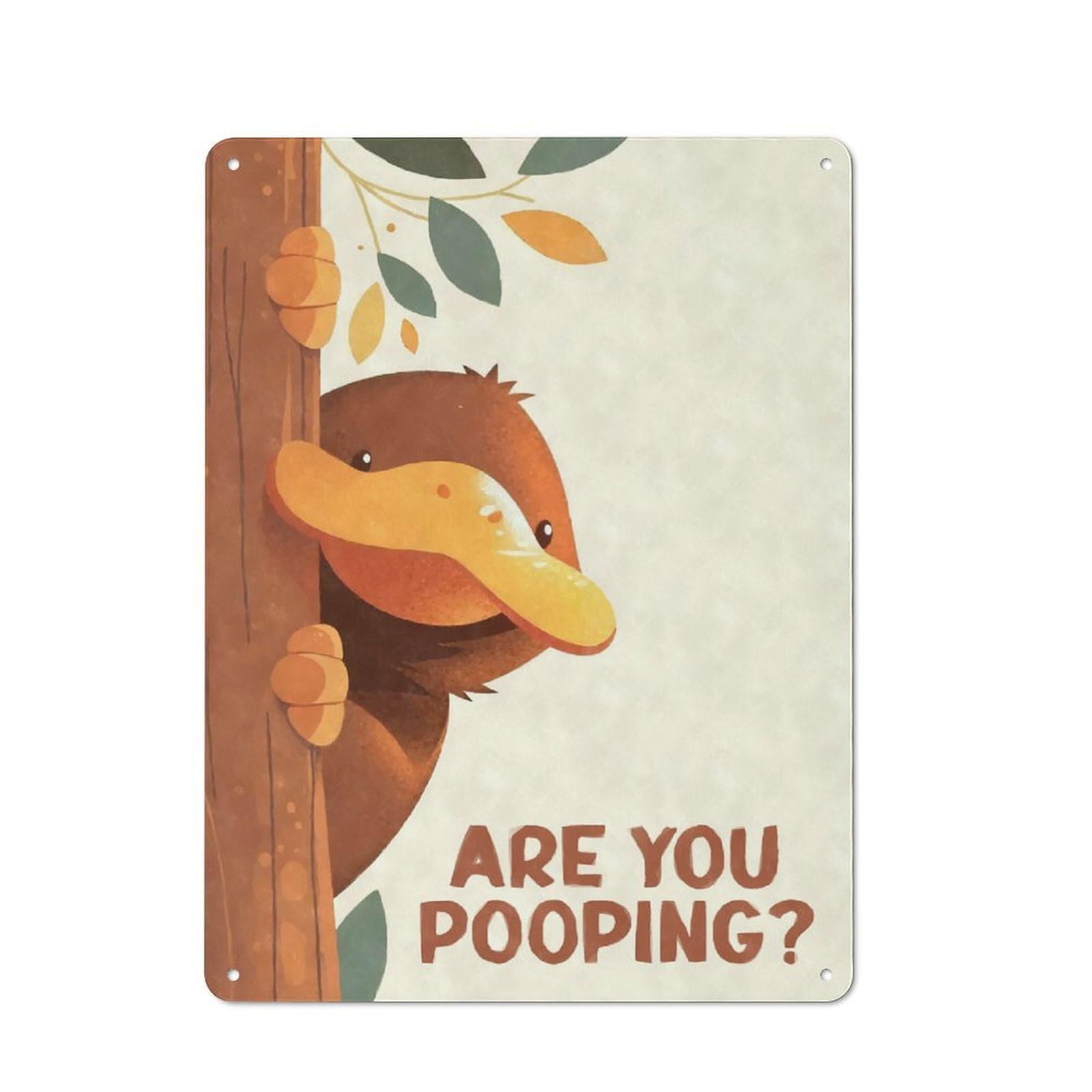 Junmoney Platypus Peeking Are You Pooping Tin Sign 40X30cm With For Café Or Home Bar, Rustic Decor, For Café-Style Decor Fans
