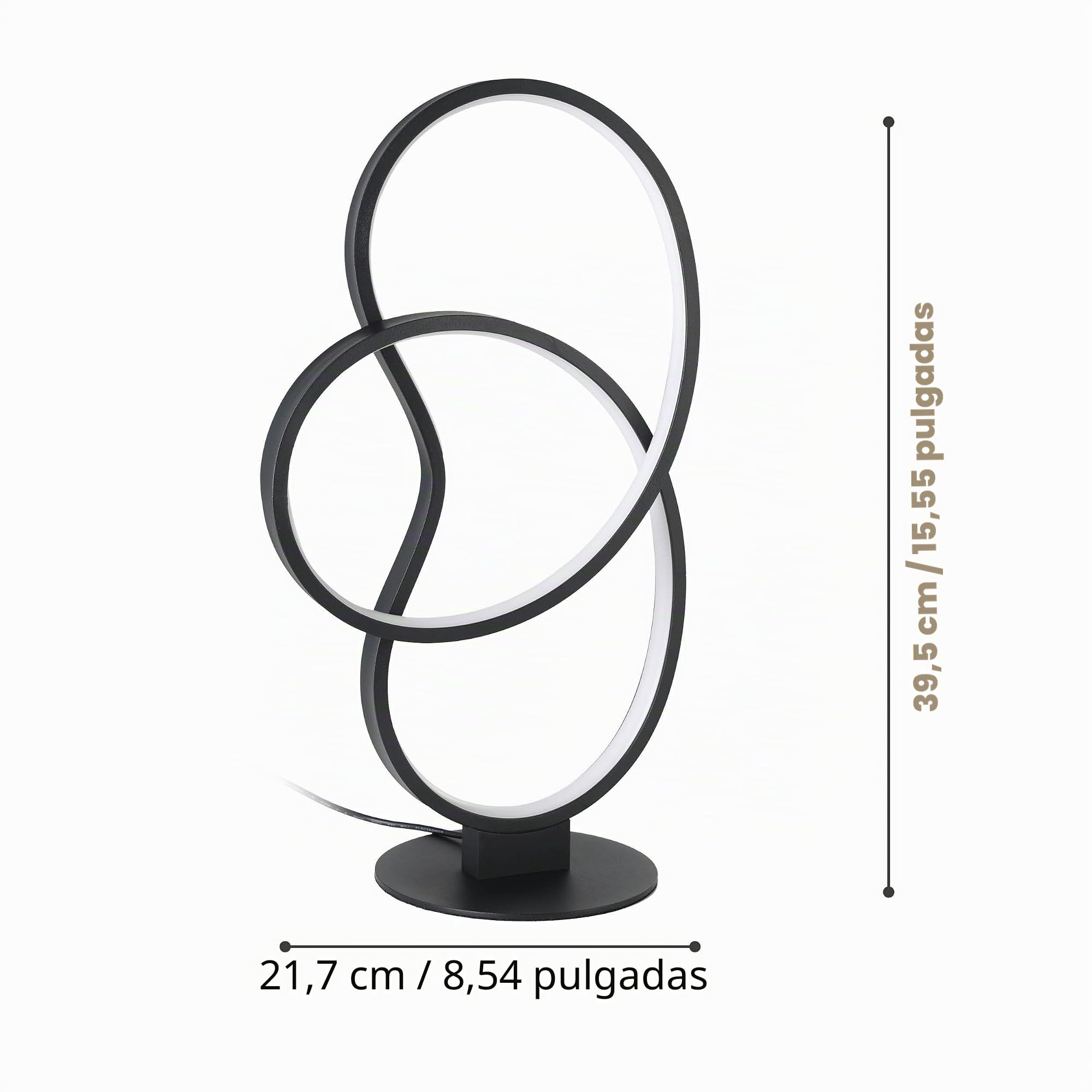 EGLO Gianella Lámpara de mesa led, lámpara curvada para mesilla de noche | lámpara decorativa fabricada en metal negro, para dormitorio y salón, blanco cálido