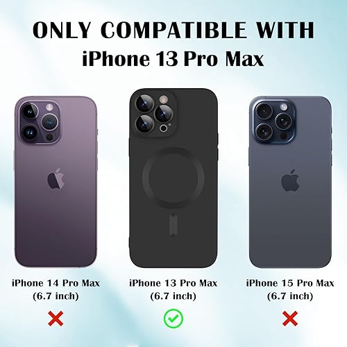 Miniatura 5 de Newseego - Funda magnética para iPhone 13 Pro Max, funda metálica de lujo con protector completo de lente de cámara para mujeres, niñas y hombres,
