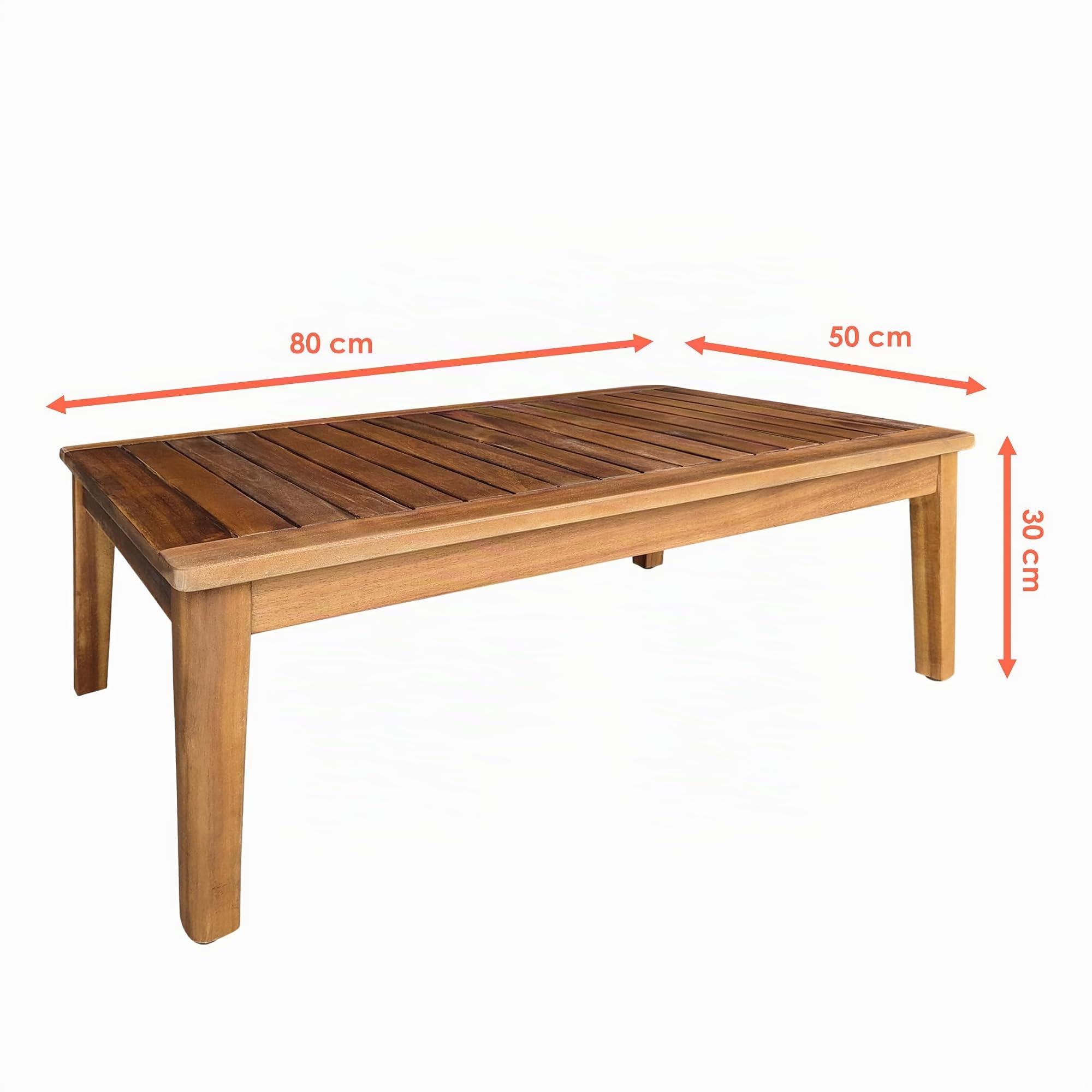 Spetebo Table basse de jardin en bois d'acacia huilé - 80 x 50 cm - Table de salon d'extérieur en bois massif - Table de balcon - Table basse - Table d'appoint - Table d'appoint - Table de salon