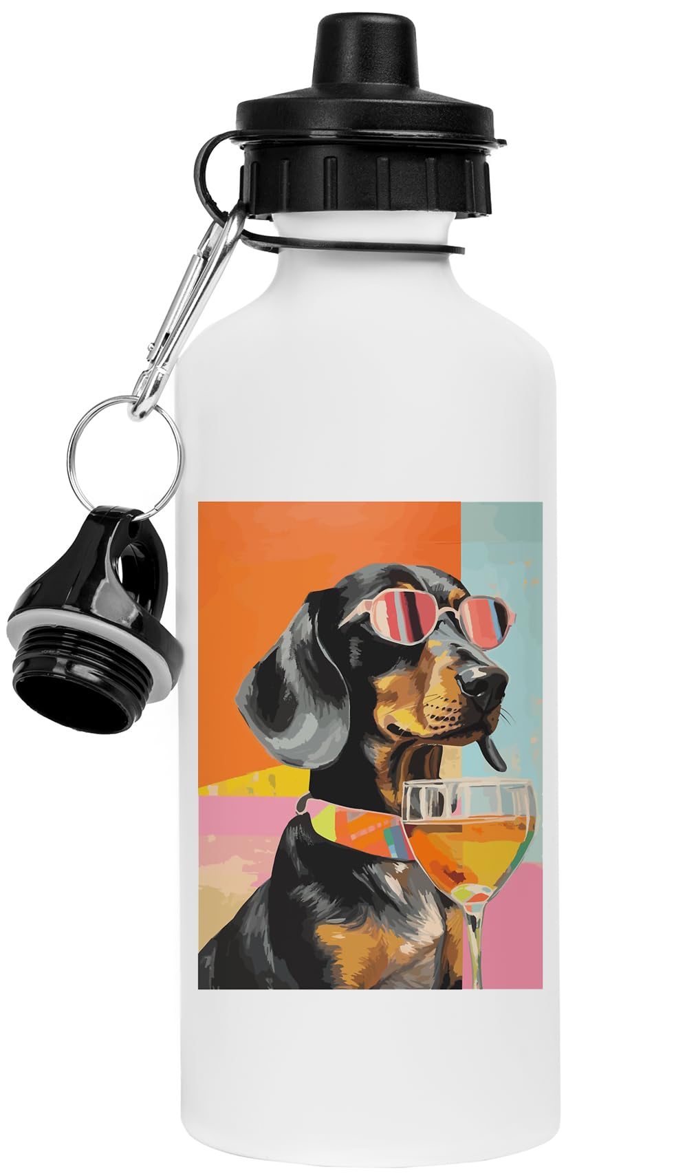 Genérico Perro Salchicha Con Gafas De Sol Botella De Bebida Blanca Frasco De Agua De Acero Inoxidable