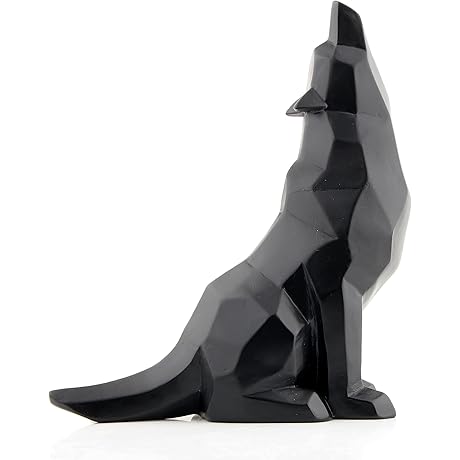 Black Wolf Howling Wolf Figurine Statue Home Decor