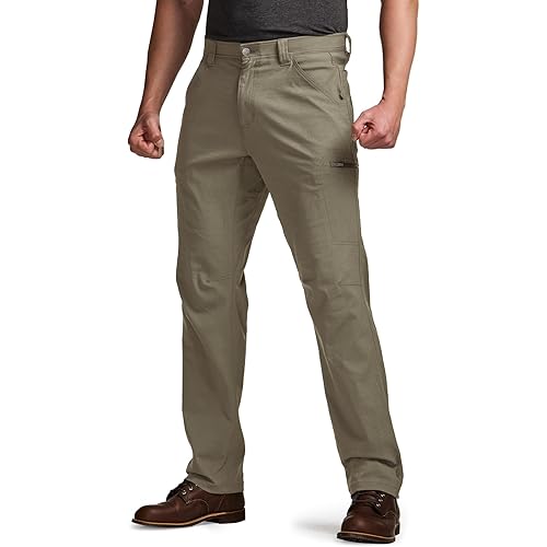 CQR Men's Vent Stretch Pants, Quick Dry Lightweight Casual Cargo Pants, Water Resistant Straight-Fit Utility Work Pants