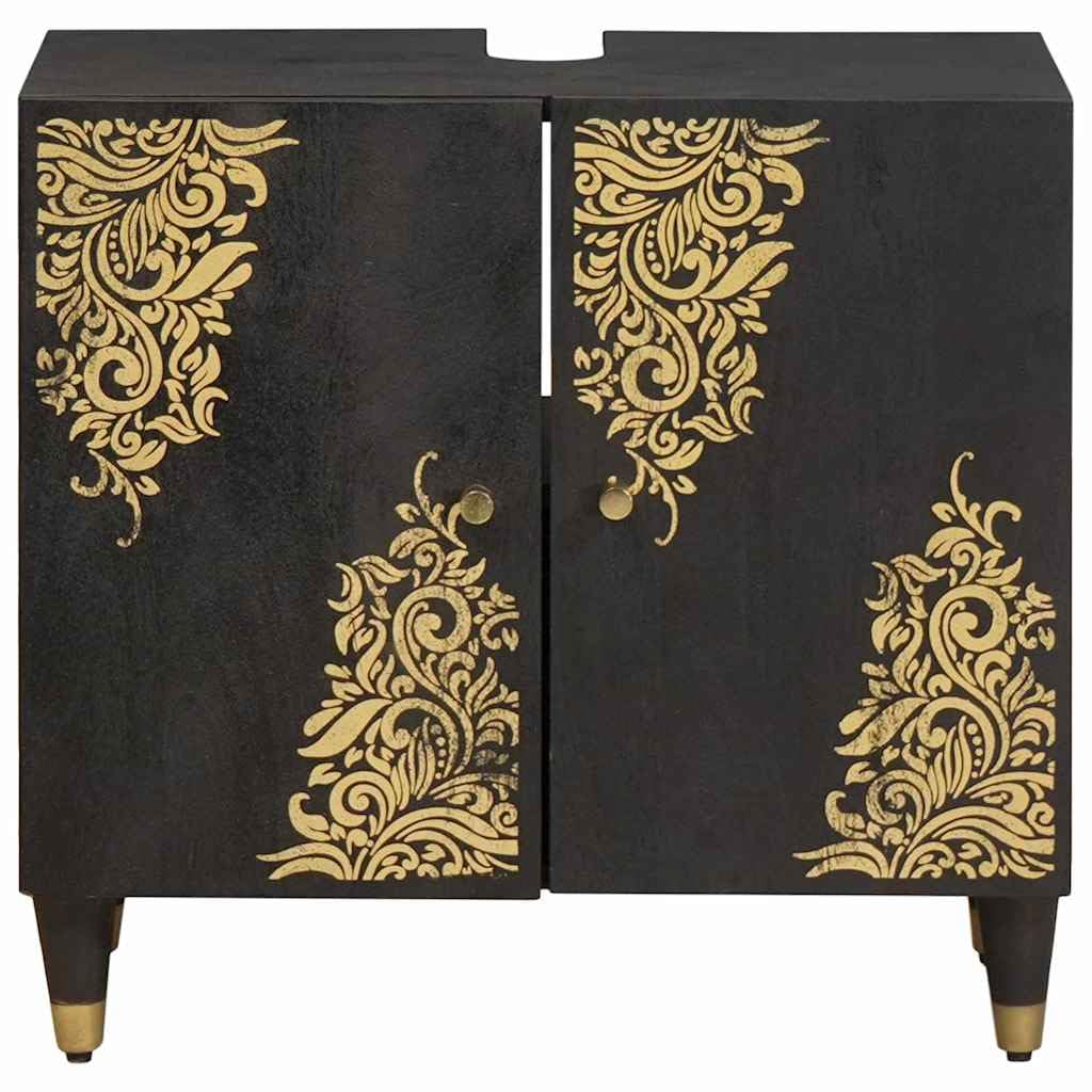 SYDE Mobile da lavabo nero, 62 x 33 x 58 cm, in legno di mango massiccio