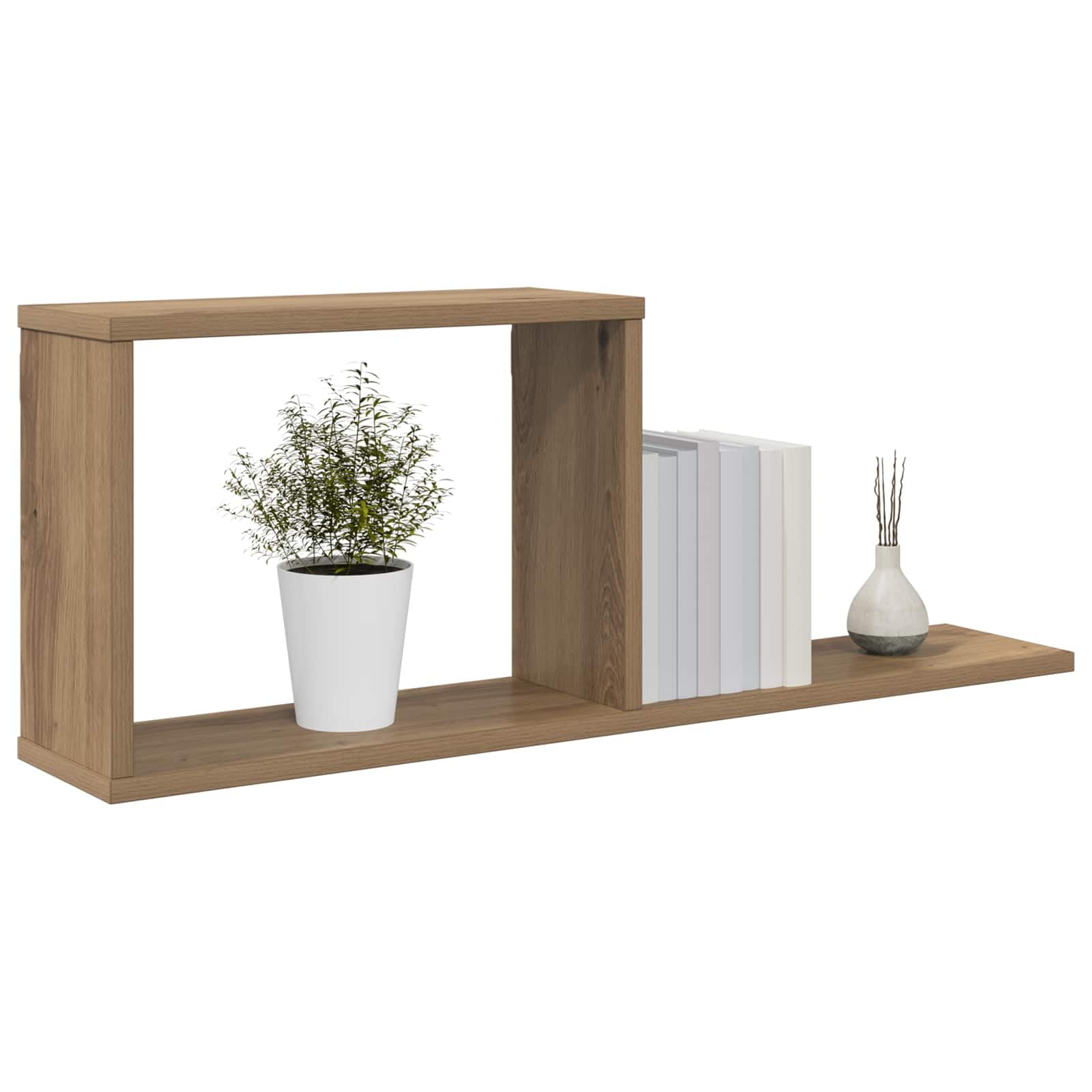 Juego de 2 estanterías flotantes de roble Artisan, estantes de pared de madera, 80 x 15 x 30 cm, estantes colgantes con soporte invisible, juego de tablero de pared para salón, oficina y