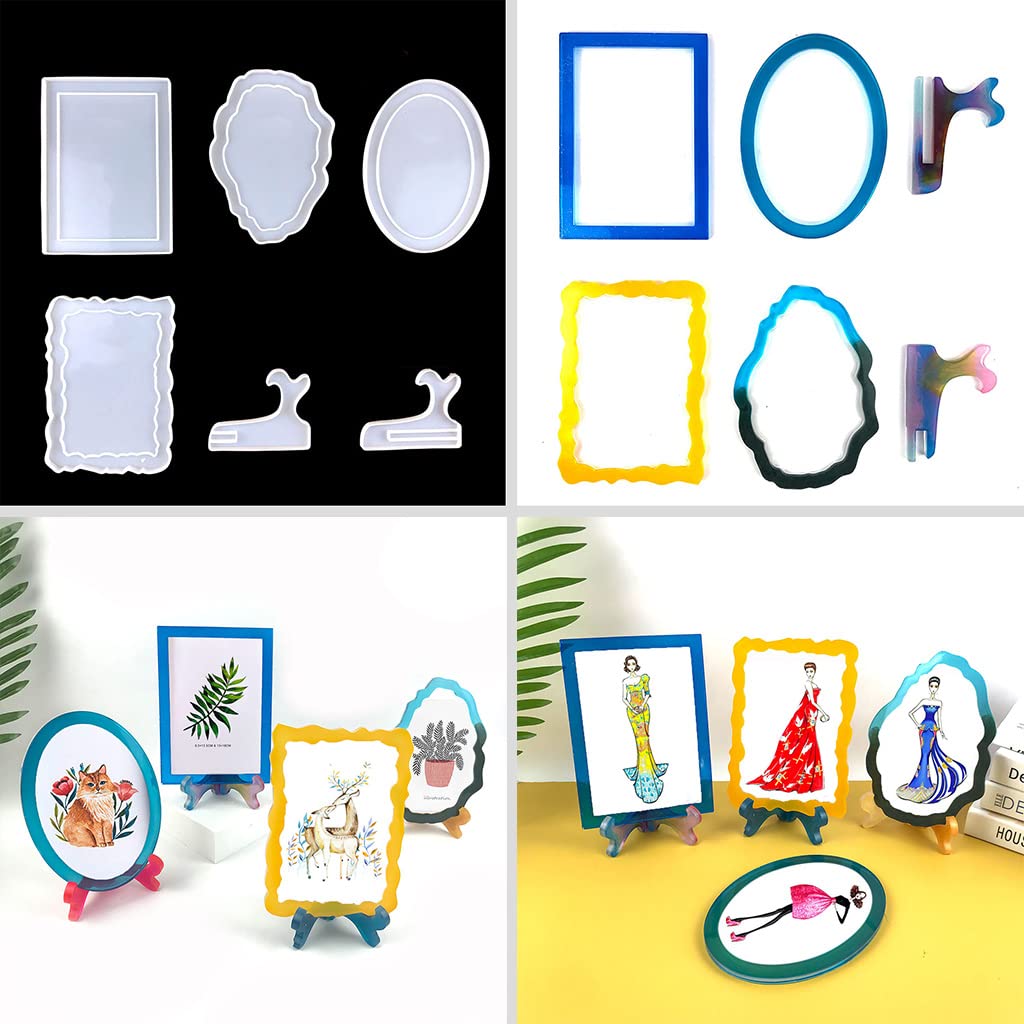 Stampo retrò in resina, per cornici portafoto in silicone, stampi in resina epossidica per decorazioni per la casa, stampi per foto, in silicone per portachiavi rettangolare epossidico