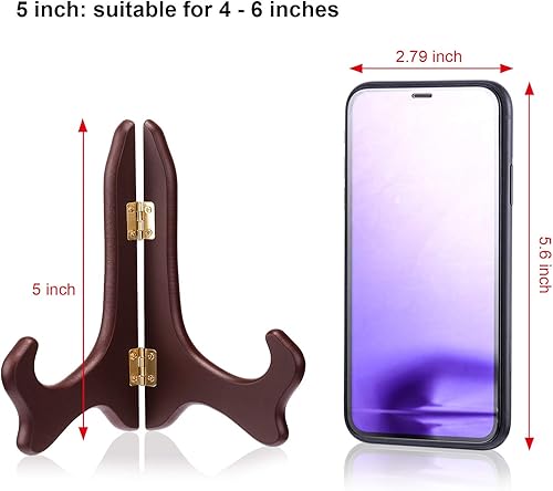 Miniatura 3 de Tatuo Paquete de 4 caballetes de madera para soporte de placa (5 pulgadas, rojo)