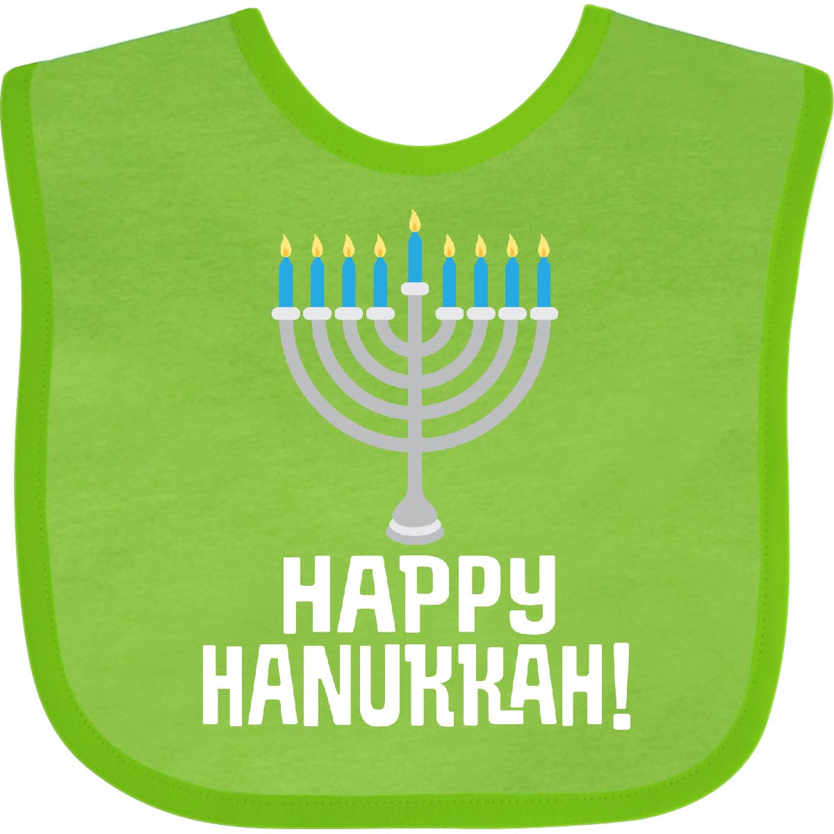 inktastic Happy Hanukkah Menorah Baby Bib Apple Green 27a9e