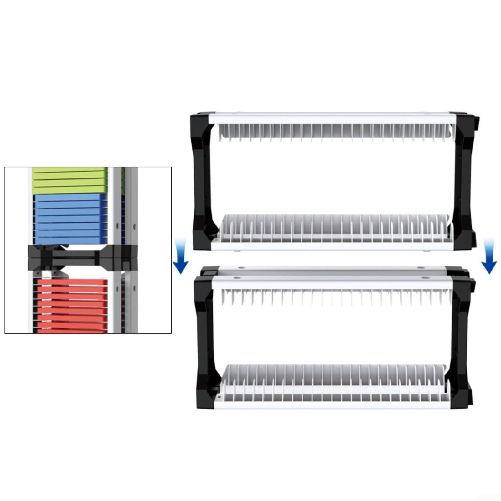 Scaffale a torre di archiviazione per videogiochi, contiene 46 dischi con supporto per controller integrato, organizer per supporti in ABS, supporto per console e accessori da gioco (doppio strato)