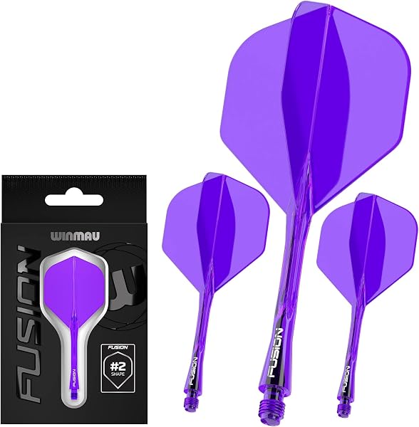 WINMAU Darts - Fusion Système intégré de vol et d'arbre - No.2 Forme et Design - Disponible en Court, intermédiaire et Moyen - Disponible dans Une variété de Couleurs - 1