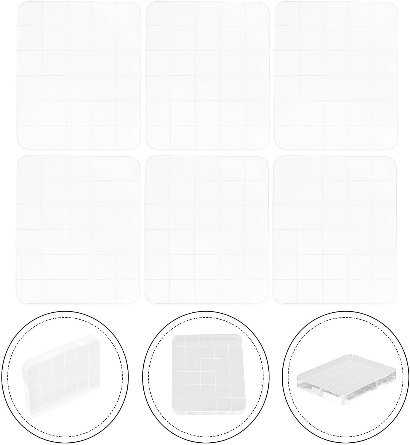 3pcs Acrylic Stamping Blocks with Grid Lines Acrylic Stamp Blocks Tools for Scrapbooking Card Making DIY Crafting