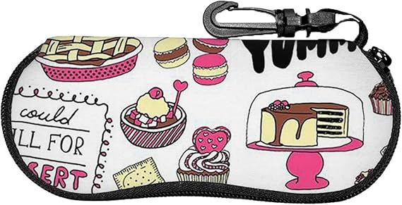 Amazon Co Jp かわいい デザート メガネケース サングラスケース おしゃれ 超軽量 擦り傷防止 柔らかいネオプレン製 持ち運び便利 ファスナー式 フック付き 眼鏡ケース Clothing Accessories