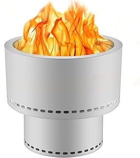VEVOR Smokeless Fire Pit, Stainless Steel Stove Bonfire, Large 20 inch Diameter Wood Burning Fire Pit, Outdoor Stove Bonfire Fire Pit, Portable Smokeless Fire Bowl for Picnic Camping Backyard Silver