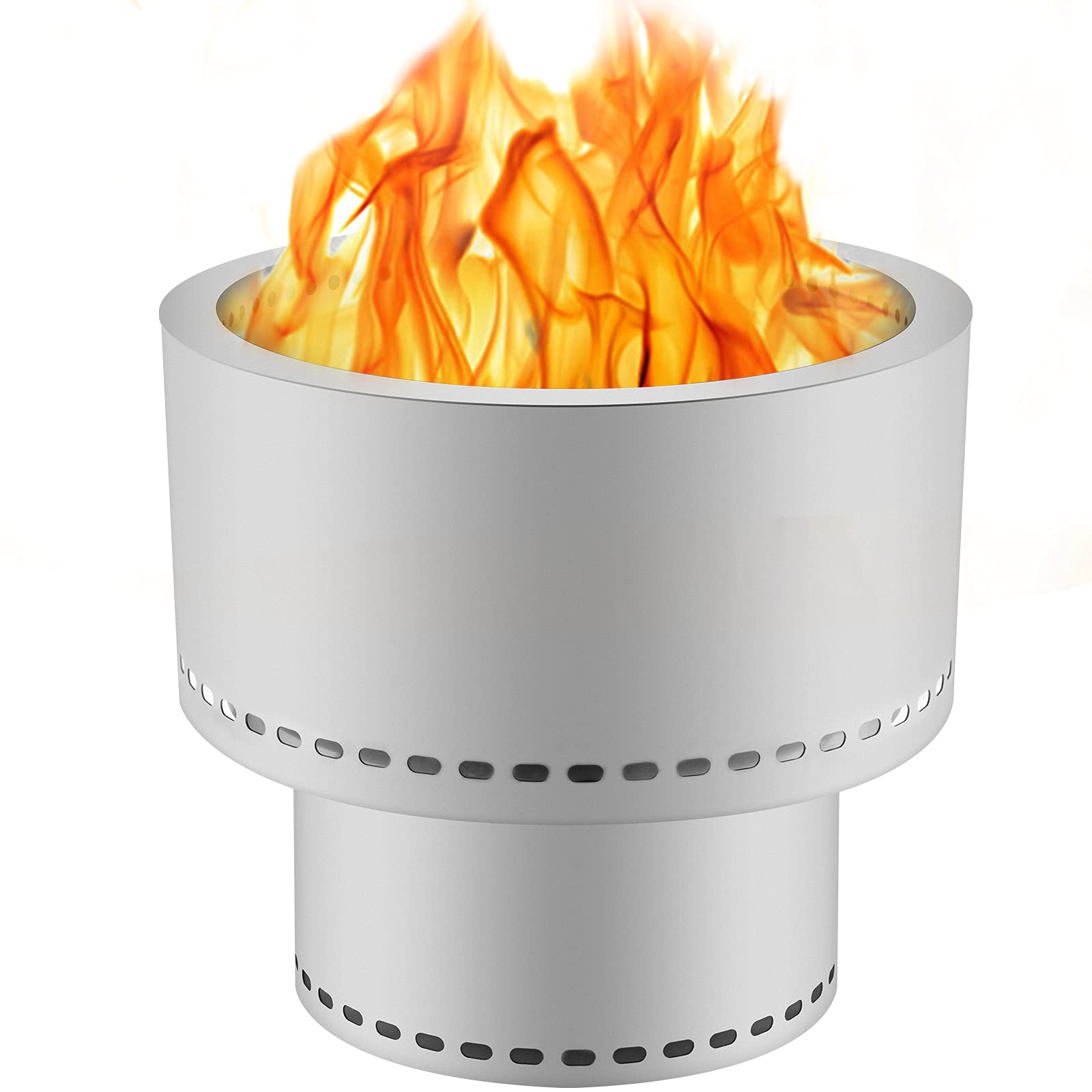 VEVOR Smokeless Fire Pit, Stainless Steel Stove Bonfire, Large 20 inch Diameter Wood Burning Fire Pit, Outdoor Stove Bonfire Fire Pit, Portable Smokeless Fire Bowl for Picnic Camping Backyard Silver