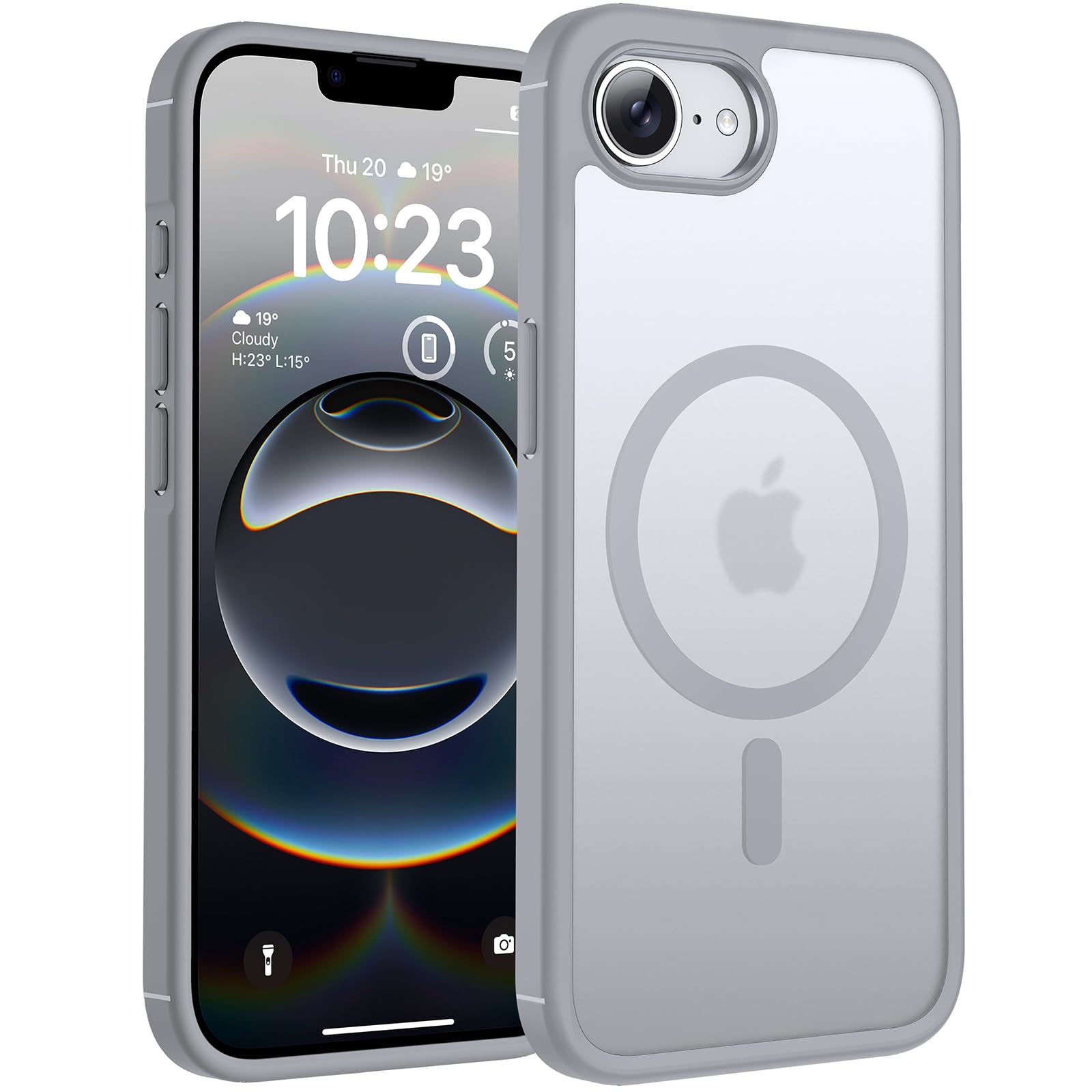 TOCOL Cover Magnetica per iPhone 16e 6,1 Pollic, Compatibile con MagSafe, Custodia Antiurto Traslucida Opaca, Titanio Grigio