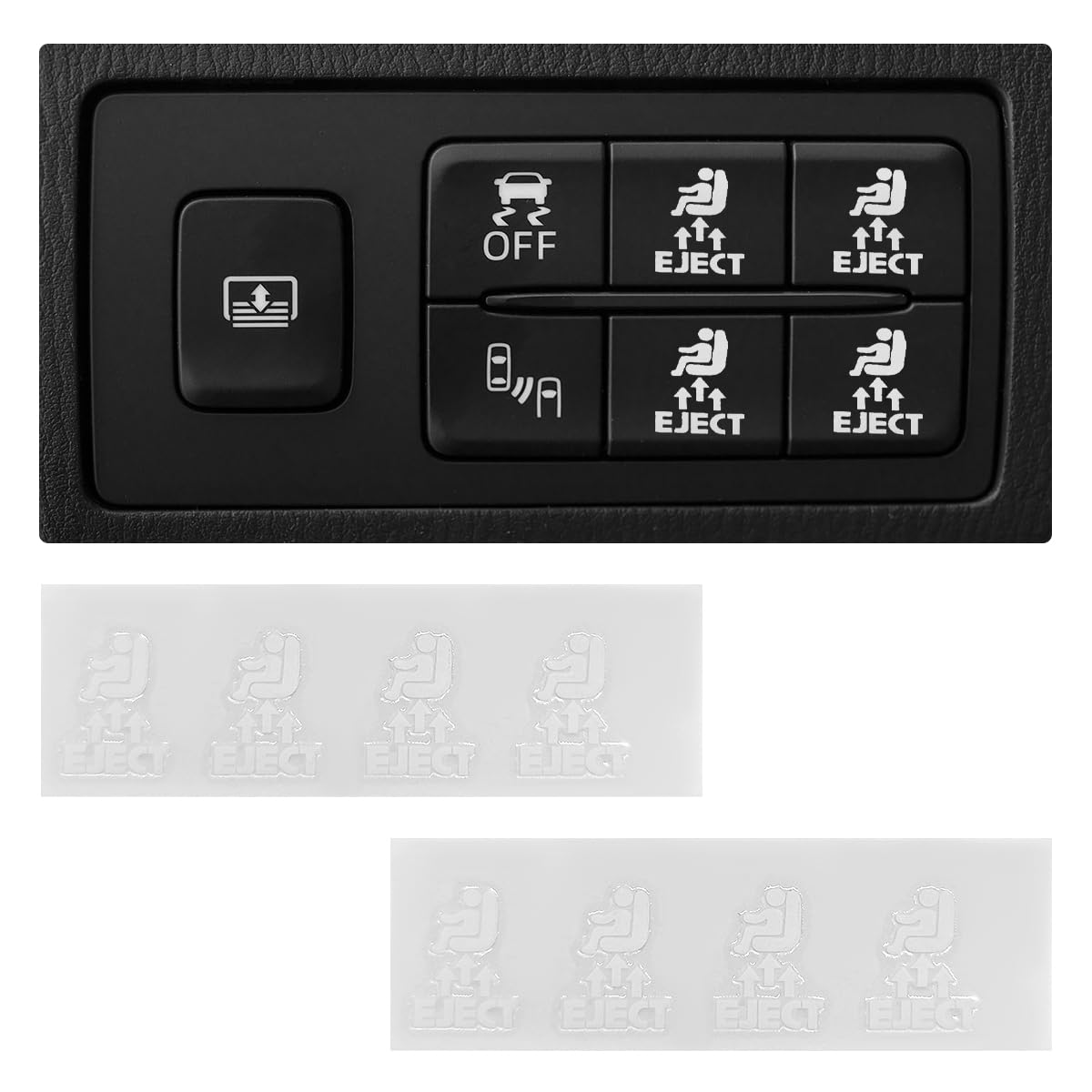 KVAEY 2PCS Eject Blank Car Button Stickers, Funny Seat Eject Vinyl Decal Fits All Blank Buttons, Novelty Eject Dash Switch Labels Unused Button Decor for Truck SUV, Car Accessories (S)