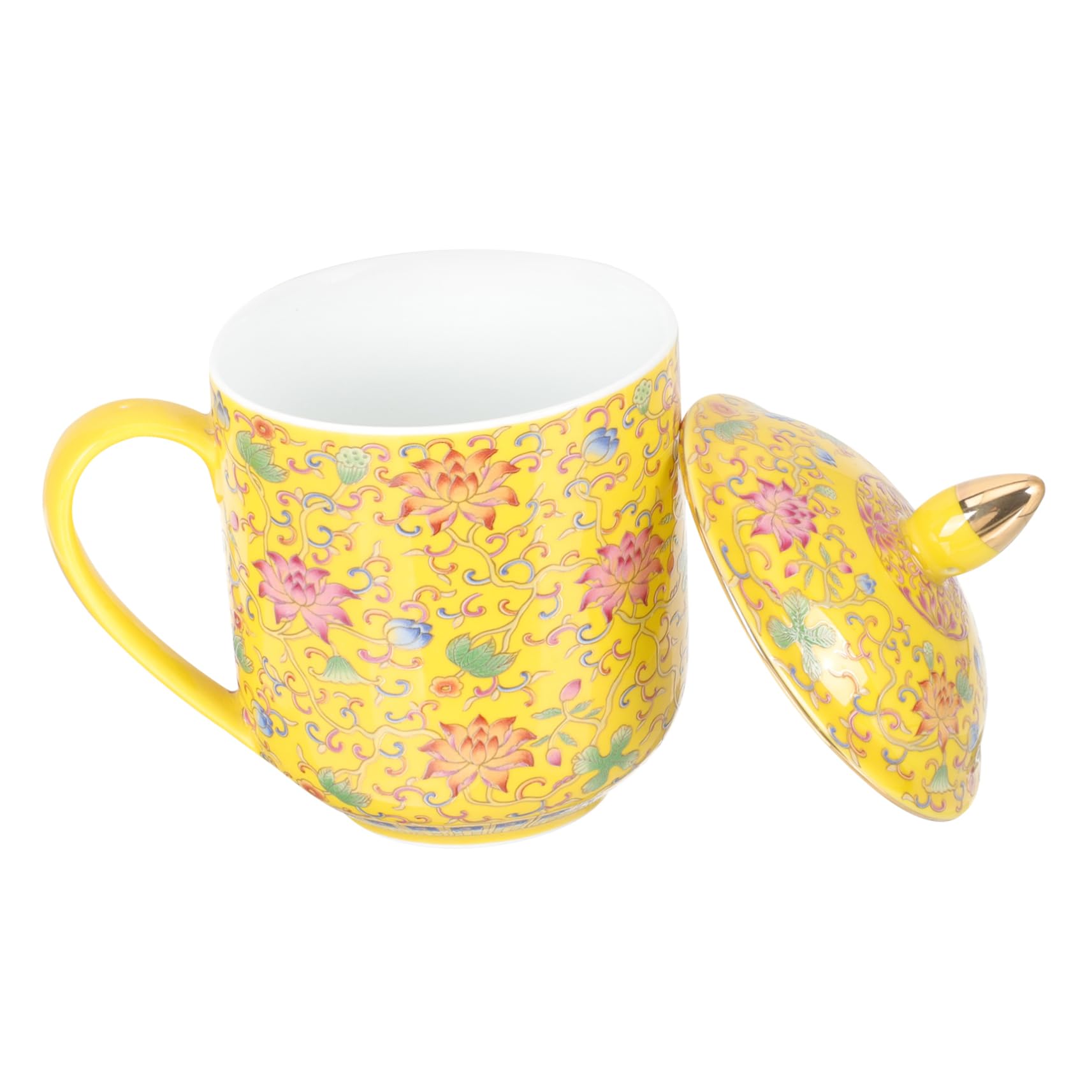 Cabilock Taza de Té de Cerámica con Tapa Estilo Clásico Regalo para Aficionados al Té