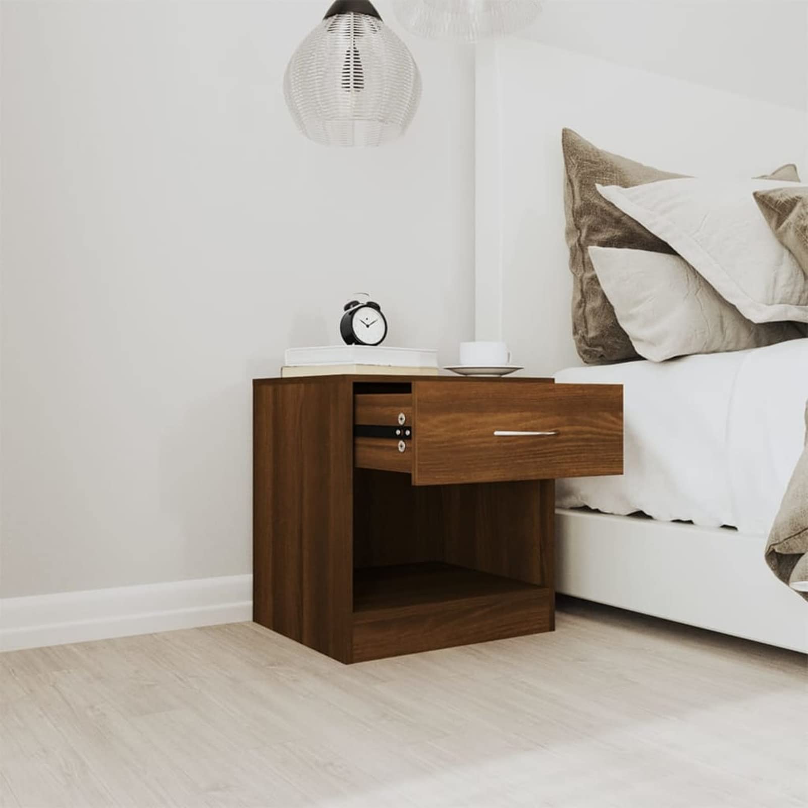 LAPOOH Comodini 2 pezzi con cassetto marrone rovere, comodini, comodini, comodini per soggiorno, camera da letto - 342588