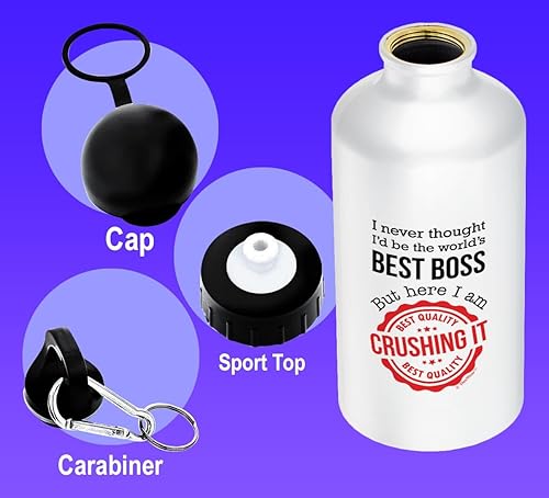 Miniatura 9 de Botella de agua de aluminio con tapa y pico deportivo, con frase en inglés "Tears of My Staff", regalo de agradecimiento para jefes, supervisores,